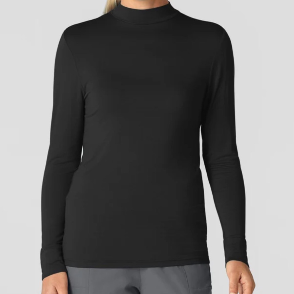 Wink Women's Black Long Sleeve Mock Neck Silky Top